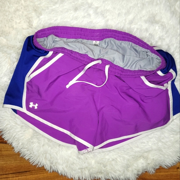 🏃‍♀️Under Armour womens purple & navy blue jogging running shorts with p - Picture 14 of 14